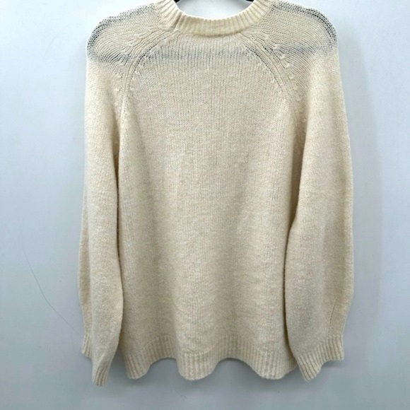 MNG L Knit cream long sleeve crew neck cozy woman gorpcore transitional sweater - Picture 2 of 8